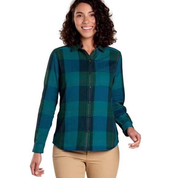 Toad&Co Womens Organic Cotton Carin duoflod Plaid Shirt XS outdoor sustainable g - Picture 3 of 12